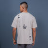 Beige Skull and Rose Printed Oversize T-Shirt
