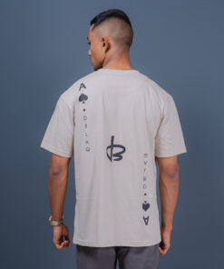 Beige Skull and Rose Printed Oversize T-Shirt