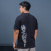 Black Skull and Rose Printed Oversize T-Shirt