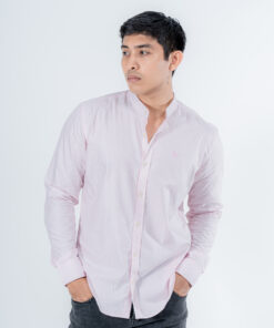 D-Blaq Pink Striped Chinese Collar Shirt