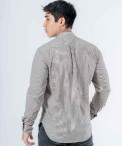 D-Blaq Brown Checked Chinese Collar Shirt