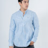 D-Blaq Blue Striped Chinese Collar Shirt