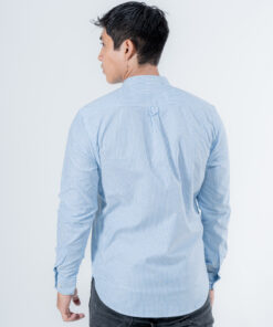 D-Blaq Blue Striped Chinese Collar Shirt
