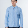 D-Blaq Sky Blue Striped Chinese Collar Shirt
