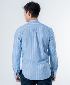 D-Blaq Sky Blue Striped Chinese Collar Shirt