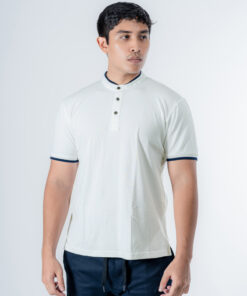 D-Blaq Arctic White Chinese Collar Polo T-Shirt