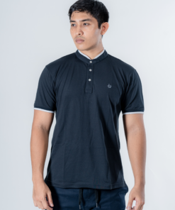 Dblaq Raven Black Chinese Collar Polo T-Shirt