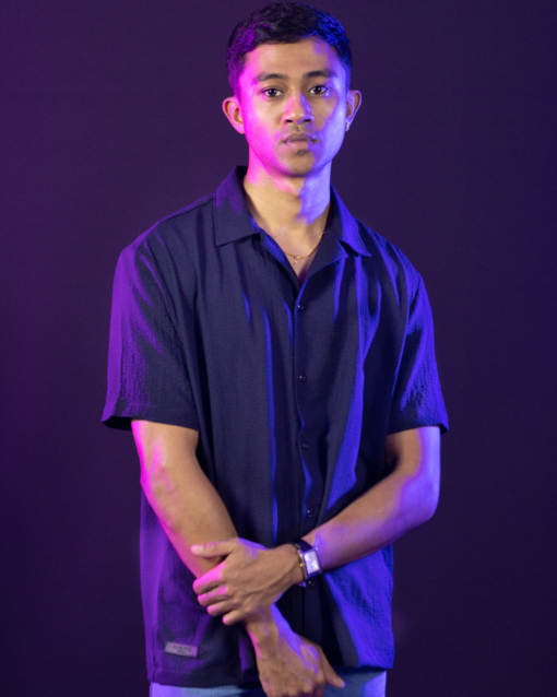 DBlaq Popcorn Revere Collar Shirt Navy