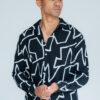 Graphite Edge Revere Collar Shirt in Black