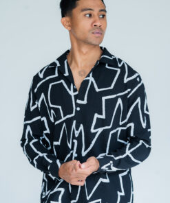 Graphite Edge Revere Collar Shirt in Black