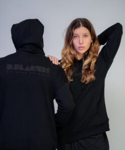 D-BLAQ Essentials - 431 Puff Print Hoodie in Black