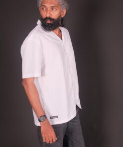 Stripe Pop Revere Collar Shirt - White