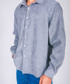 Straight Polycotton Corduroy Shirt - Grey